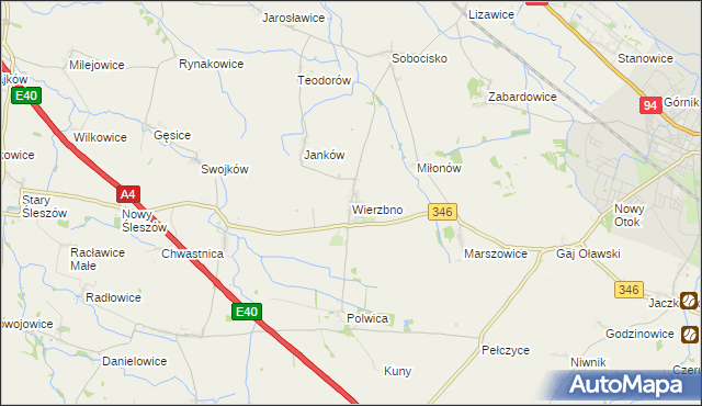 mapa Wierzbno gmina Domaniów, Wierzbno gmina Domaniów na mapie Targeo