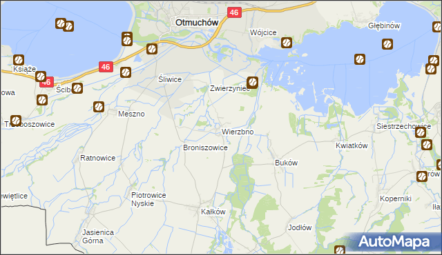 mapa Wierzbno gmina Otmuchów, Wierzbno gmina Otmuchów na mapie Targeo