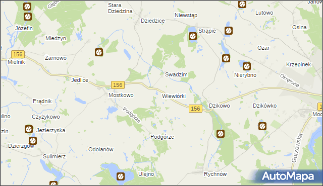 mapa Wiewiórki gmina Barlinek, Wiewiórki gmina Barlinek na mapie Targeo