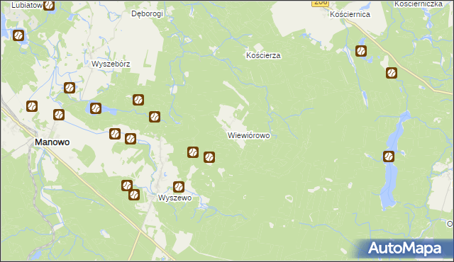 mapa Wiewiórowo, Wiewiórowo na mapie Targeo