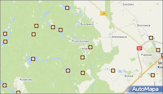 mapa Wilanów gmina Strzelce Krajeńskie, Wilanów gmina Strzelce Krajeńskie na mapie Targeo