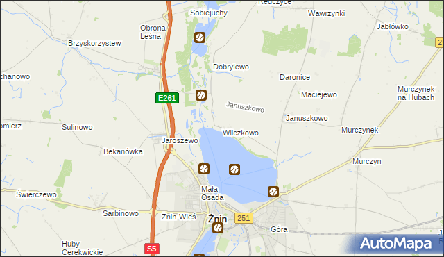 mapa Wilczkowo gmina Żnin, Wilczkowo gmina Żnin na mapie Targeo