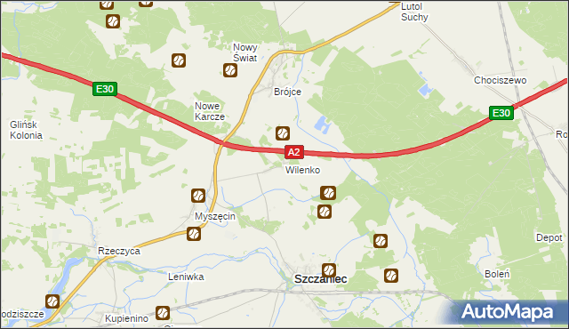 mapa Wilenko, Wilenko na mapie Targeo