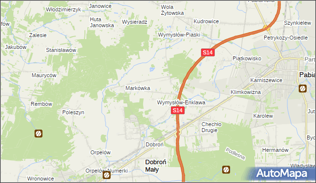 mapa Wincentów gmina Dobroń, Wincentów gmina Dobroń na mapie Targeo