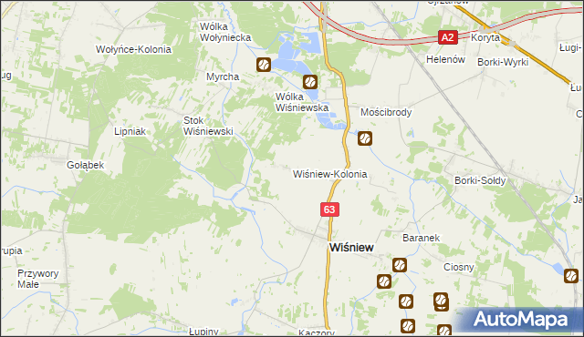 mapa Wiśniew-Kolonia, Wiśniew-Kolonia na mapie Targeo