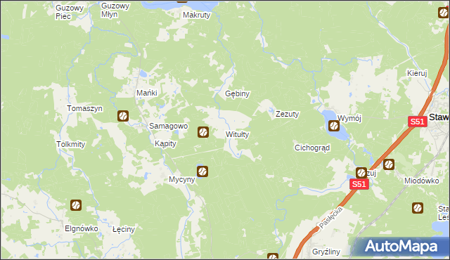 mapa Witułty, Witułty na mapie Targeo