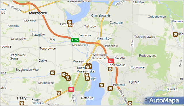 mapa Wojkowice Kościelne, Wojkowice Kościelne na mapie Targeo