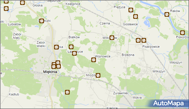 mapa Wojnowice gmina Miękinia, Wojnowice gmina Miękinia na mapie Targeo