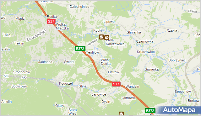 mapa Wola Ducka, Wola Ducka na mapie Targeo