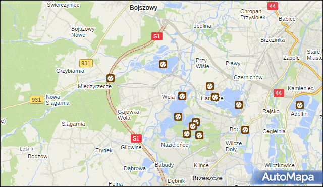 mapa Wola gmina Miedźna, Wola gmina Miedźna na mapie Targeo