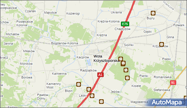 mapa Wola Krzysztoporska, Wola Krzysztoporska na mapie Targeo