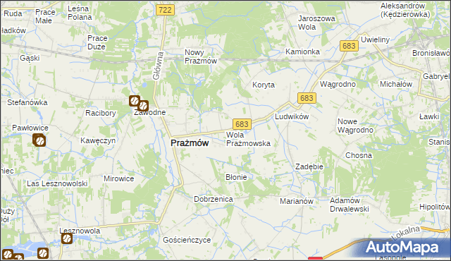 mapa Wola Prażmowska, Wola Prażmowska na mapie Targeo