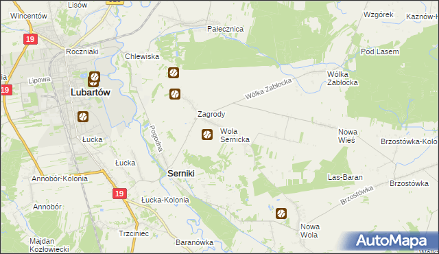 mapa Wola Sernicka, Wola Sernicka na mapie Targeo