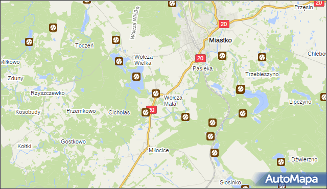 mapa Wołcza Mała, Wołcza Mała na mapie Targeo