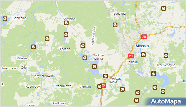 mapa Wołcza Wielka, Wołcza Wielka na mapie Targeo