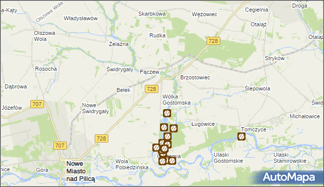 mapa Wólka Gostomska, Wólka Gostomska na mapie Targeo