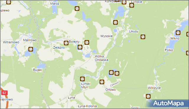 mapa Wólka Orłowska gmina Nidzica, Wólka Orłowska gmina Nidzica na mapie Targeo