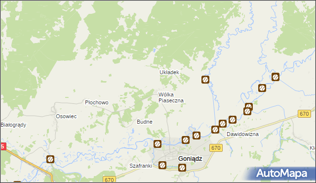 mapa Wólka Piaseczna gmina Goniądz, Wólka Piaseczna gmina Goniądz na mapie Targeo