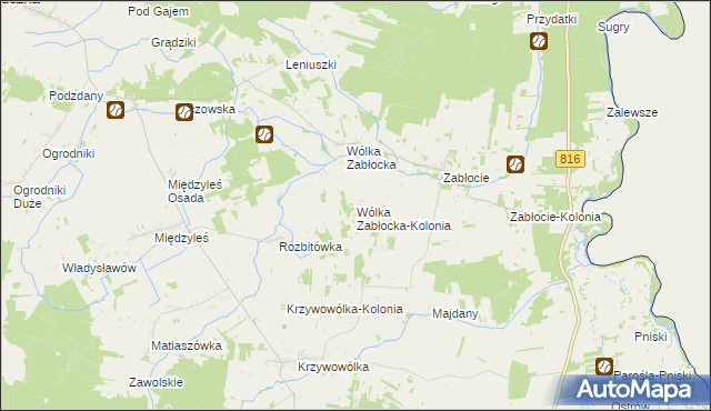 mapa Wólka Zabłocka-Kolonia, Wólka Zabłocka-Kolonia na mapie Targeo