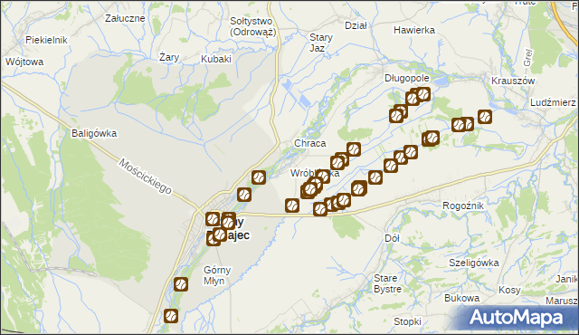 mapa Wróblówka gmina Czarny Dunajec, Wróblówka gmina Czarny Dunajec na mapie Targeo