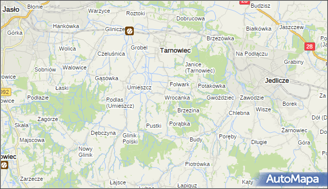 mapa Wrocanka gmina Tarnowiec, Wrocanka gmina Tarnowiec na mapie Targeo