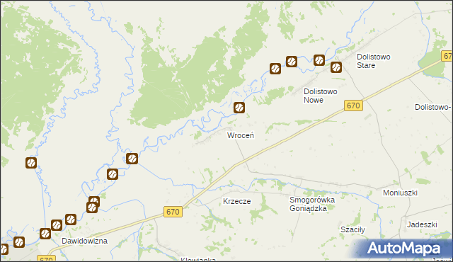 mapa Wroceń, Wroceń na mapie Targeo