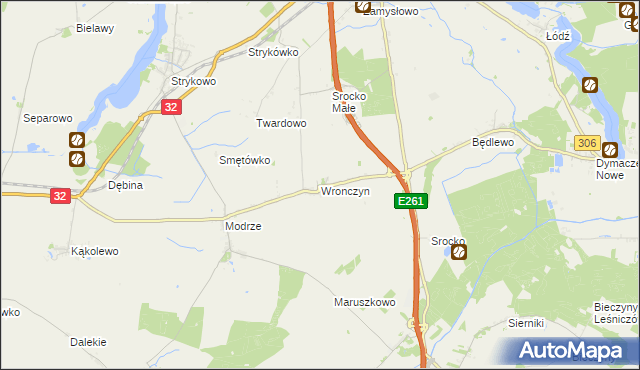 mapa Wronczyn gmina Stęszew, Wronczyn gmina Stęszew na mapie Targeo