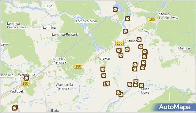 mapa Wrząca gmina Trzcianka, Wrząca gmina Trzcianka na mapie Targeo