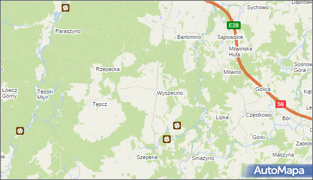 mapa Wyszecino, Wyszecino na mapie Targeo