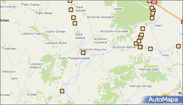 mapa Wyszonki-Nagórki, Wyszonki-Nagórki na mapie Targeo