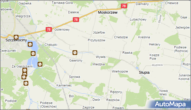 mapa Wywła, Wywła na mapie Targeo