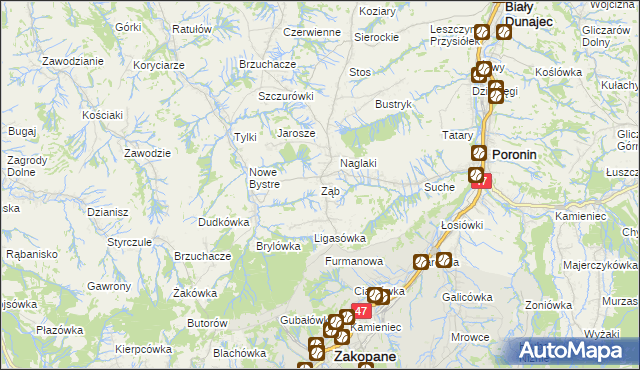 mapa Ząb, Ząb na mapie Targeo