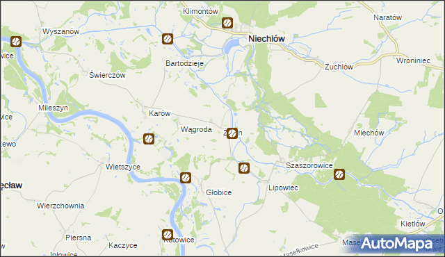 mapa Żabin gmina Niechlów, Żabin gmina Niechlów na mapie Targeo