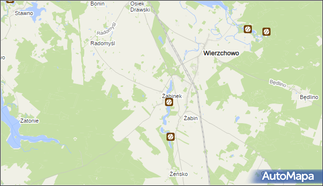 mapa Żabinek gmina Wierzchowo, Żabinek gmina Wierzchowo na mapie Targeo