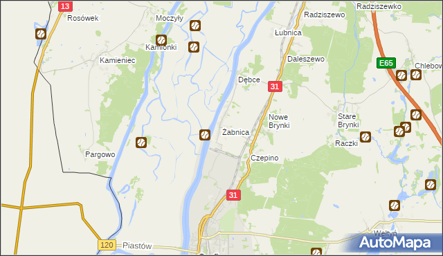 mapa Żabnica gmina Gryfino, Żabnica gmina Gryfino na mapie Targeo