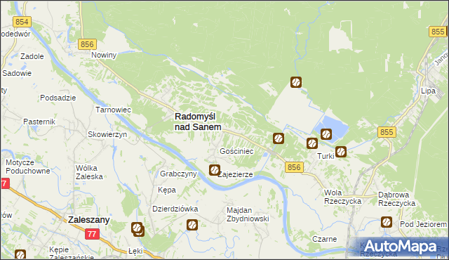 mapa Żabno gmina Radomyśl nad Sanem, Żabno gmina Radomyśl nad Sanem na mapie Targeo