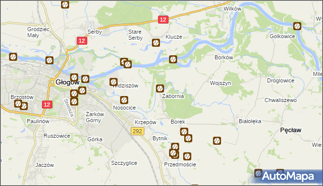 mapa Zabornia gmina Głogów, Zabornia gmina Głogów na mapie Targeo