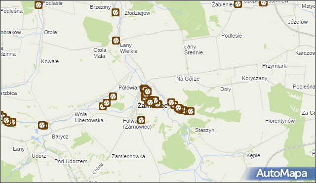 mapa Zabrodzie gmina Żarnowiec, Zabrodzie gmina Żarnowiec na mapie Targeo