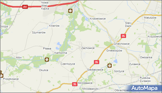 mapa Zachowice, Zachowice na mapie Targeo