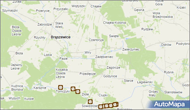 mapa Zadębieniec, Zadębieniec na mapie Targeo