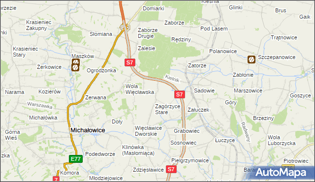 mapa Zagórzyce Dworskie, Zagórzyce Dworskie na mapie Targeo