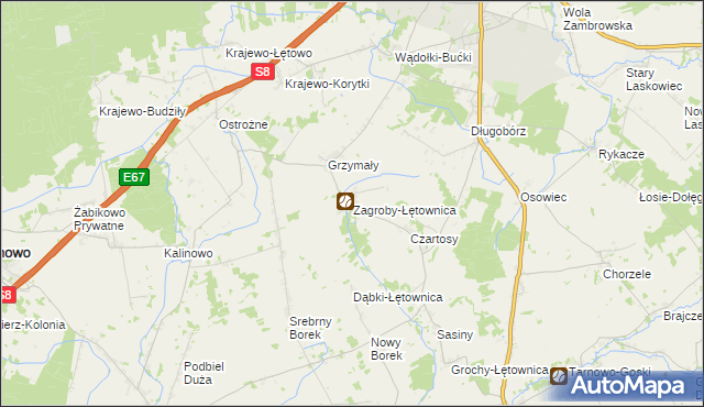 mapa Zagroby-Łętownica, Zagroby-Łętownica na mapie Targeo