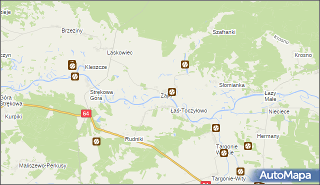 mapa Zajki, Zajki na mapie Targeo