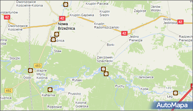 mapa Zakrzówek Szlachecki, Zakrzówek Szlachecki na mapie Targeo