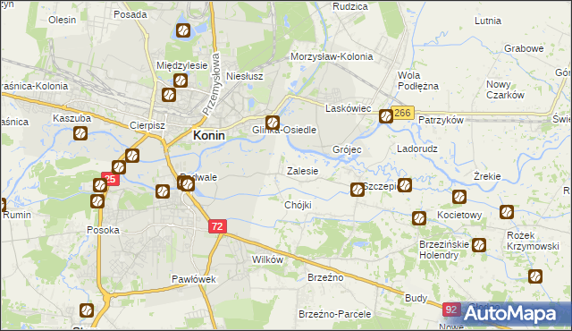 mapa Zalesie gmina Krzymów, Zalesie gmina Krzymów na mapie Targeo