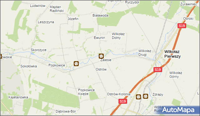 mapa Zalesie gmina Wilkołaz, Zalesie gmina Wilkołaz na mapie Targeo