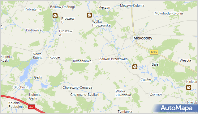 mapa Zaliwie-Brzozówka, Zaliwie-Brzozówka na mapie Targeo