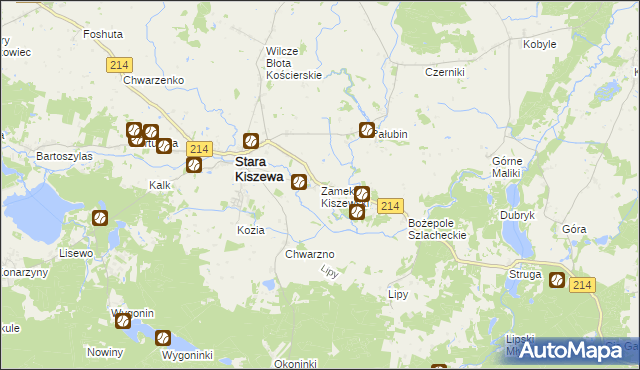 mapa Zamek Kiszewski, Zamek Kiszewski na mapie Targeo