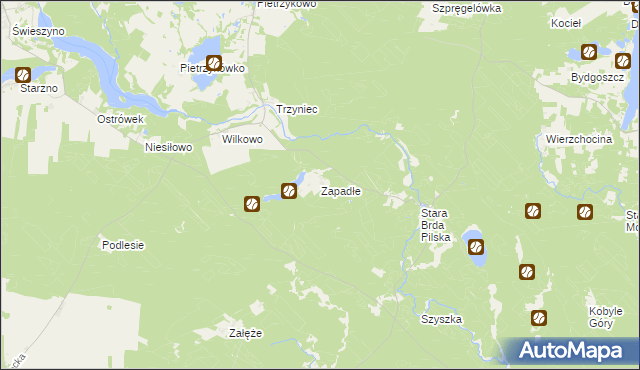 mapa Zapadłe gmina Koczała, Zapadłe gmina Koczała na mapie Targeo