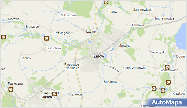 mapa Żarów powiat świdnicki, Żarów powiat świdnicki na mapie Targeo